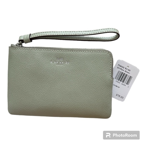 Coach Wristlet Light Sage/Olive Green Leather Style F58032 NWT - Picture 1 of 7
